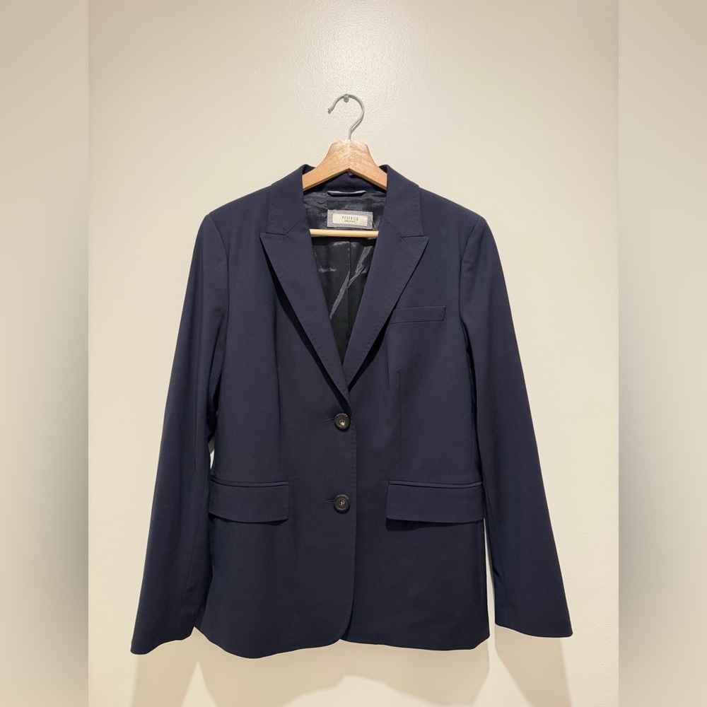 Peserico Single Breasted Blazer Navy Blue Midnight Made In Italy Size 46 Small